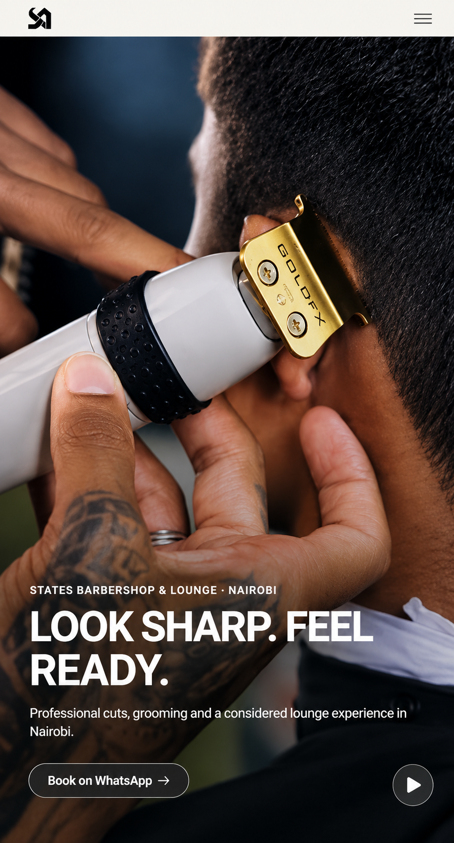 States Barbershop website homepage designed and built by Nexora Studio