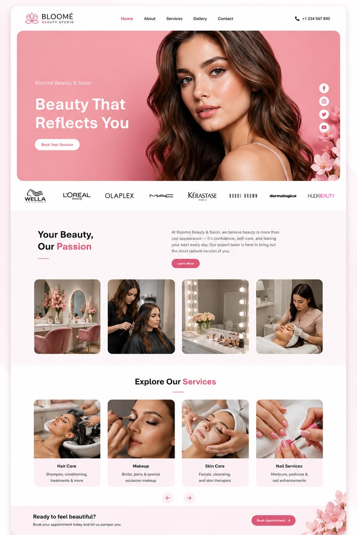 Salon and beauty website design preview
